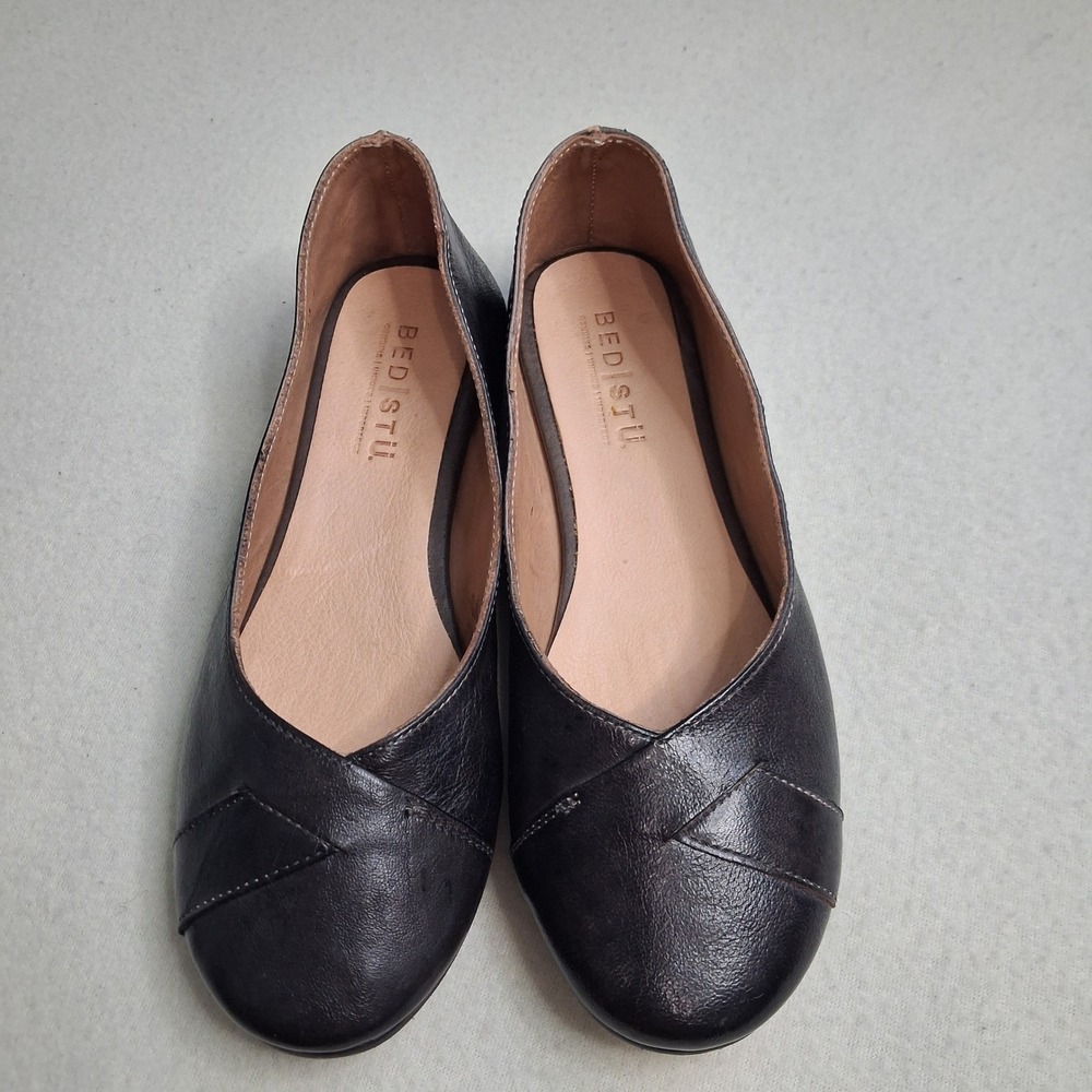Bed Stu Brown Leather Ballet Flats Crossover Round Toe Slip On Shoes Womens 6 - Picture 6 of 12